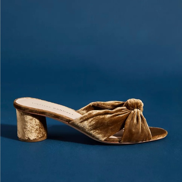 Loeffler Randall Celeste Velvet Mules Heels in Gold Bronze Brown, 8.5 - Picture 3 of 14